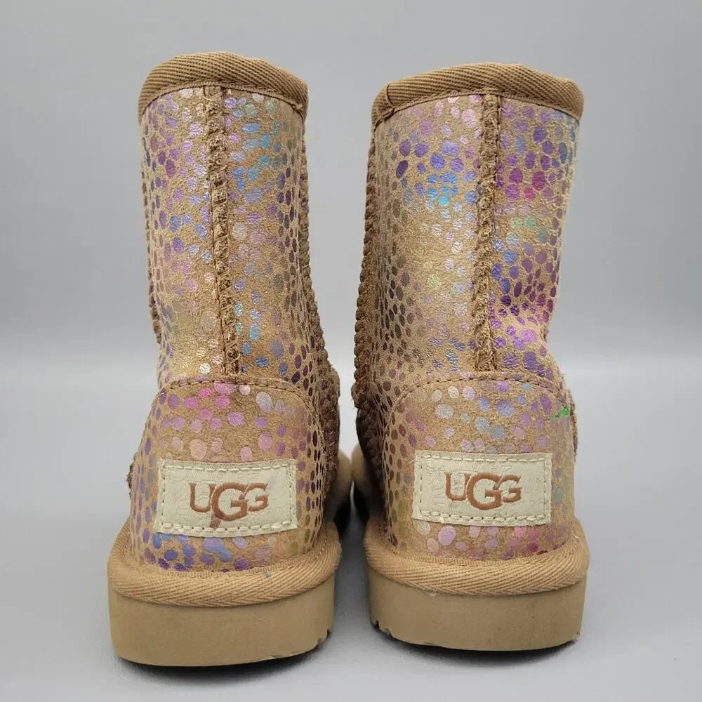UGG TODDLER CLASSIC II SPOTS PINK ROSE SPARKLE SUEDE BOOTS US 10T